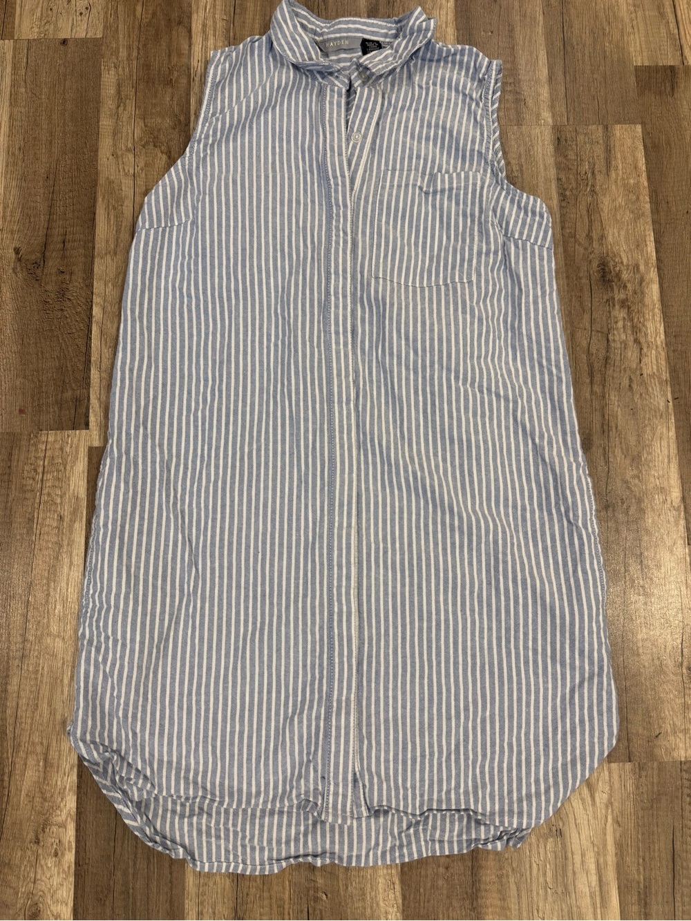 Hayden Button-Front Blue & White Striped Sleeveless Dress